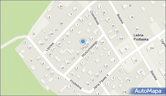 Leśna Podlaska, Wyszyńskiego Stefana, ks. kard., 8, mapa Leśna Podlaska
