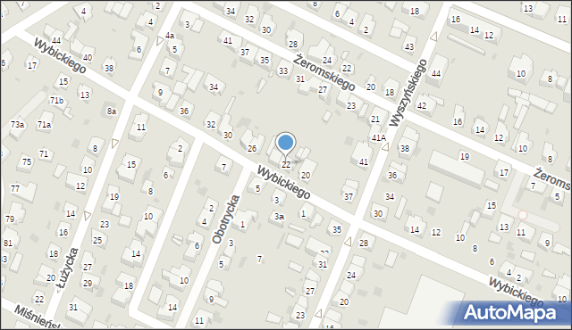 Leszno, Wybickiego Józefa, gen., 22, mapa Leszno