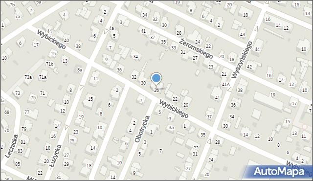 Leszno, Wybickiego Józefa, gen., 26, mapa Leszno
