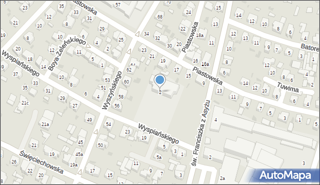 Leszno, Wyspiańskiego Stanisława, 2, mapa Leszno