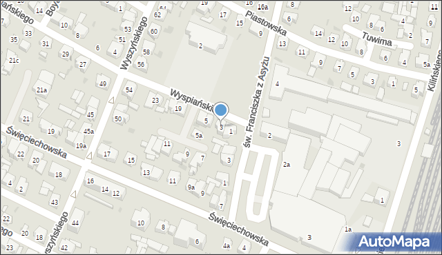 Leszno, Wyspiańskiego Stanisława, 3, mapa Leszno