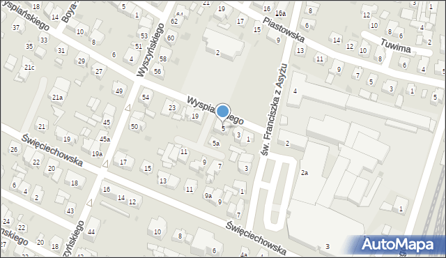 Leszno, Wyspiańskiego Stanisława, 5, mapa Leszno