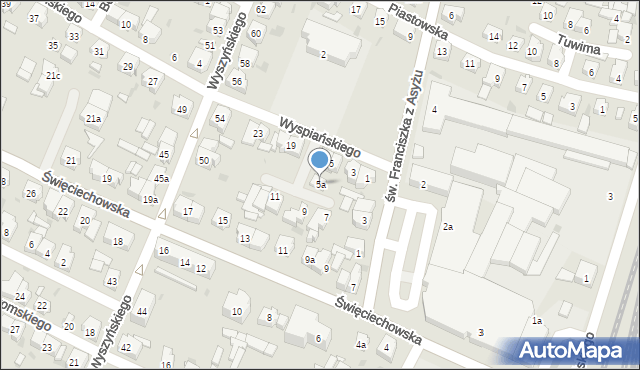 Leszno, Wyspiańskiego Stanisława, 5a, mapa Leszno