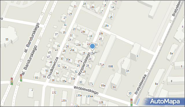 Łódź, Wyspiańskiego Stanisława, 22a, mapa Łodzi