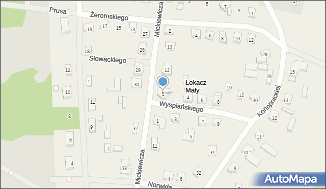 Łokacz Mały, Wyspiańskiego Stanisława, 2, mapa Łokacz Mały