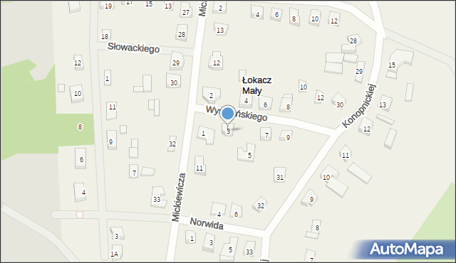Łokacz Mały, Wyspiańskiego Stanisława, 3, mapa Łokacz Mały