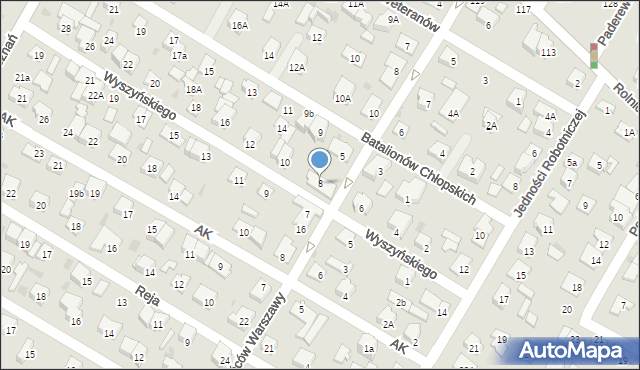Łomianki, Wyszyńskiego Stefana, ks. prym. kard., 8, mapa Łomianki