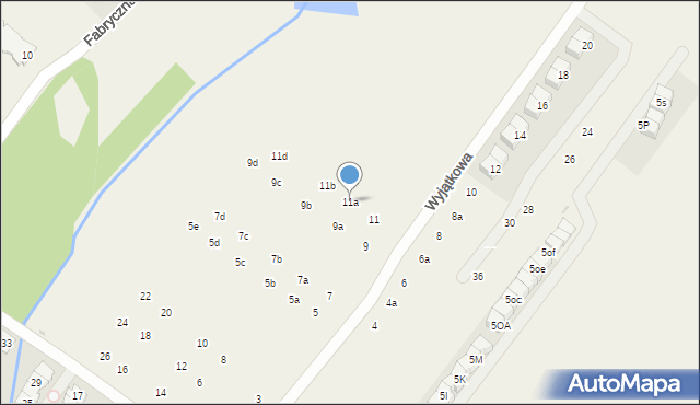 Łomianki Dolne, Wyjątkowa, 11a, mapa Łomianki Dolne