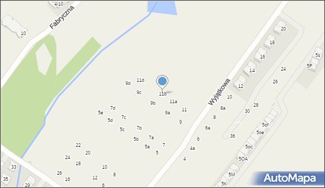 Łomianki Dolne, Wyjątkowa, 11b, mapa Łomianki Dolne