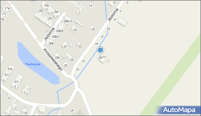 Łomianki Dolne, Wyjątkowa, 1d, mapa Łomianki Dolne