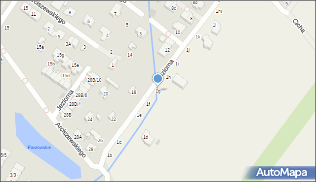 Łomianki Dolne, Wyjątkowa, 1g, mapa Łomianki Dolne