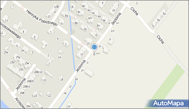 Łomianki Dolne, Wyjątkowa, 1j, mapa Łomianki Dolne