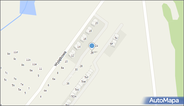 Łomianki Dolne, Wyjątkowa, 26, mapa Łomianki Dolne