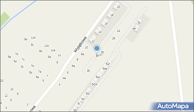 Łomianki Dolne, Wyjątkowa, 30, mapa Łomianki Dolne