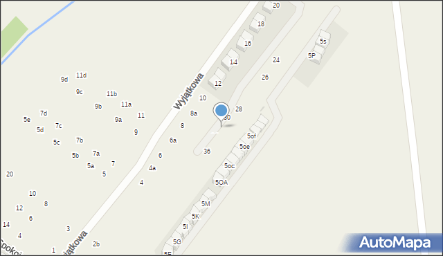 Łomianki Dolne, Wyjątkowa, 32, mapa Łomianki Dolne