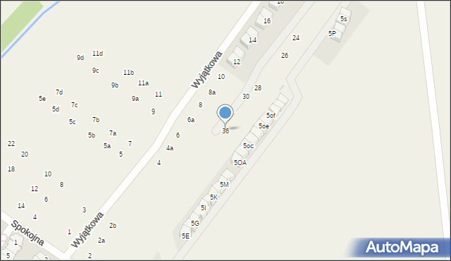 Łomianki Dolne, Wyjątkowa, 36, mapa Łomianki Dolne