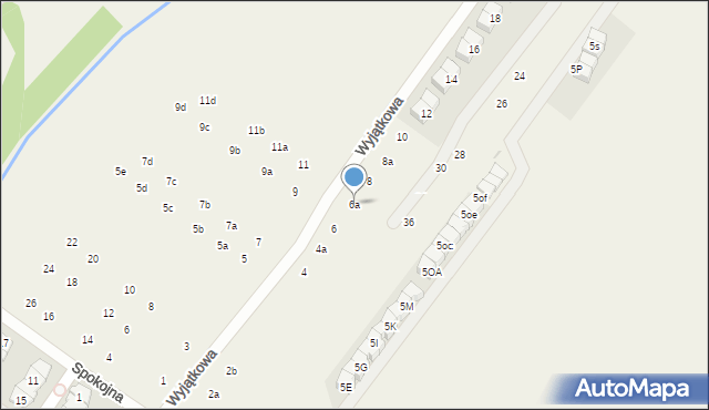 Łomianki Dolne, Wyjątkowa, 6a, mapa Łomianki Dolne