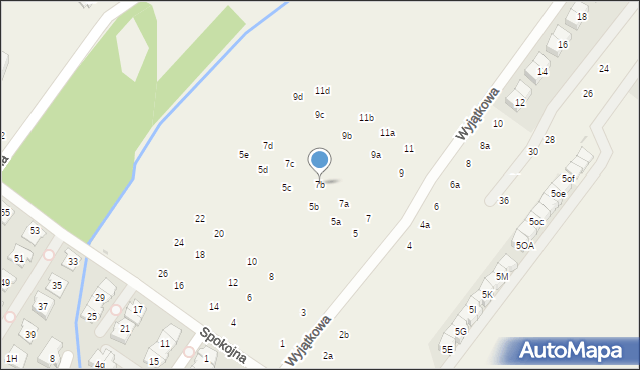 Łomianki Dolne, Wyjątkowa, 7b, mapa Łomianki Dolne