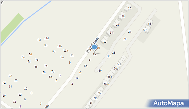 Łomianki Dolne, Wyjątkowa, 8a, mapa Łomianki Dolne