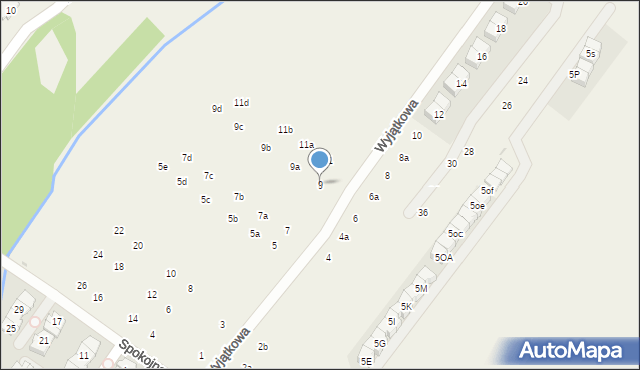 Łomianki Dolne, Wyjątkowa, 9, mapa Łomianki Dolne