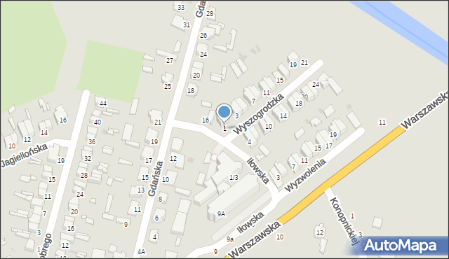 Łowicz, Wyszogrodzka, 1, mapa Łowicza