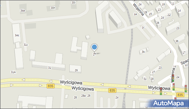 Lublin, Wyścigowa, 27, mapa Lublina