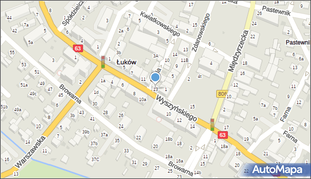 Łuków, Wyszyńskiego Stefana, ks. kard., 13, mapa Łuków