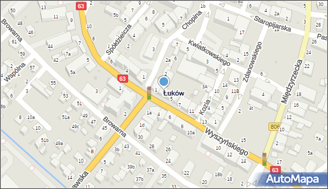 Łuków, Wyszyńskiego Stefana, ks. kard., 3, mapa Łuków