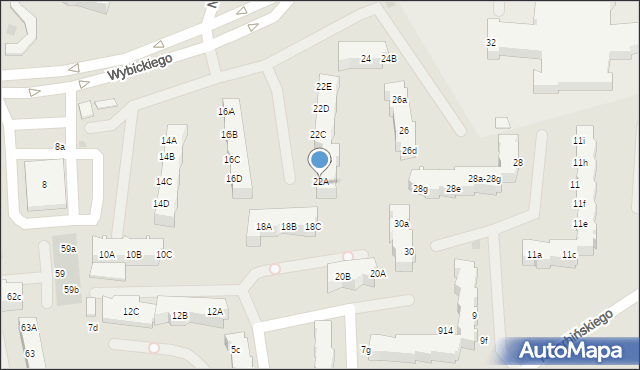 Malbork, Wybickiego Józefa, gen., 22a-22e, mapa Malborka