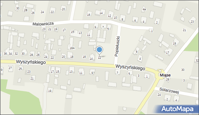 Miąse, Wyszyńskiego Stefana, ks. kard., 12, mapa Miąse