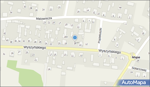 Miąse, Wyszyńskiego Stefana, ks. kard., 16, mapa Miąse