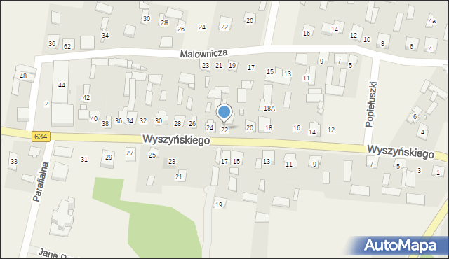 Miąse, Wyszyńskiego Stefana, ks. kard., 22, mapa Miąse