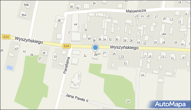 Miąse, Wyszyńskiego Stefana, ks. kard., 29, mapa Miąse