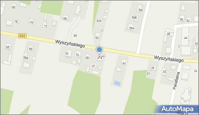 Miąse, Wyszyńskiego Stefana, ks. kard., 47a, mapa Miąse