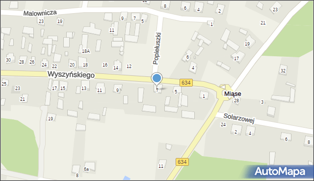 Miąse, Wyszyńskiego Stefana, ks. kard., 7, mapa Miąse