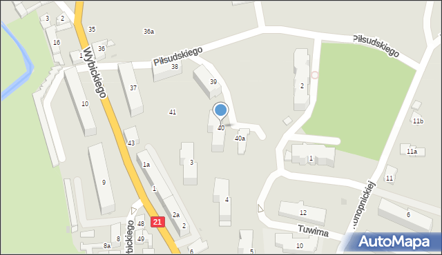 Miastko, Wybickiego Józefa, gen., 40, mapa Miastko
