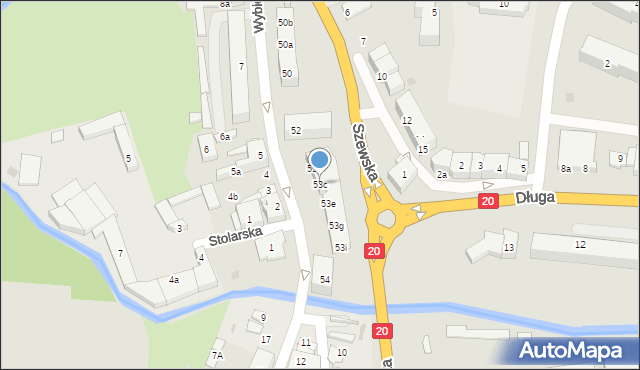 Miastko, Wybickiego Józefa, gen., 53c, mapa Miastko