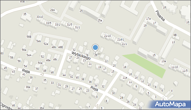 Mielec, Wybickiego Józefa, gen., 26, mapa Mielca