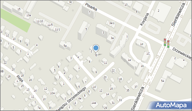 Mielec, Wysockiego, 6, mapa Mielca