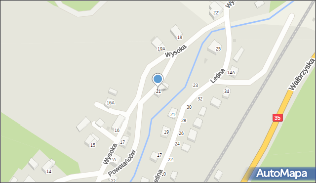 Mieroszów, Wysoka, 21, mapa Mieroszów