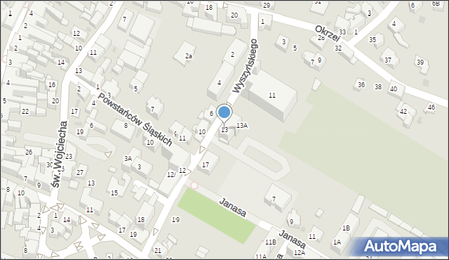 Mikołów, Wyszyńskiego Stefana, ks. kard., 13, mapa Mikołów