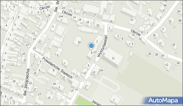 Mikołów, Wyszyńskiego Stefana, ks. kard., 4, mapa Mikołów