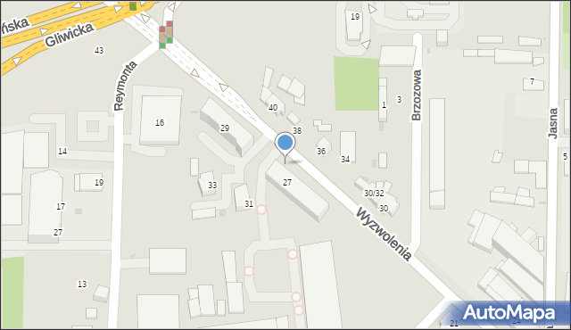 Mikołów, Wyzwolenia, 27p, mapa Mikołów