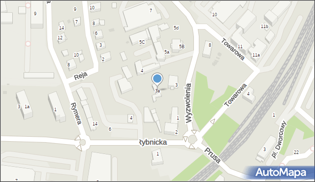 Mikołów, Wyzwolenia, 3a, mapa Mikołów