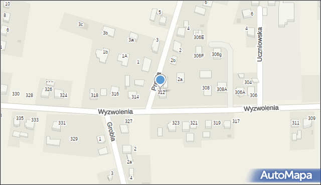 Mizerów, Wyzwolenia, 312, mapa Mizerów