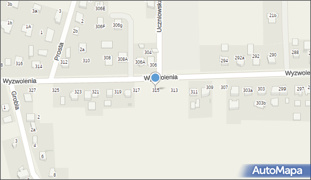 Mizerów, Wyzwolenia, 315, mapa Mizerów