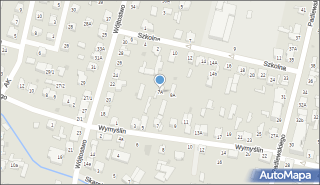 Mława, Wymyślin, 7A, mapa Mława