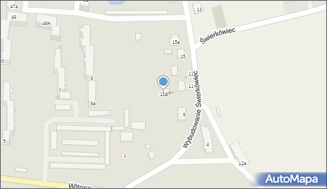 Mogilno, Wybudowanie Świerkówiec, 11a, mapa Mogilno