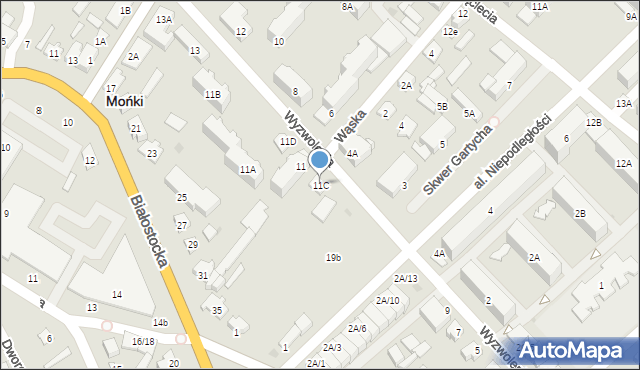 Mońki, Wyzwolenia, 11C, mapa Mońki