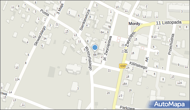 Mordy, Wyszyńskiego Stefana, ks. kard., 6A, mapa Mordy